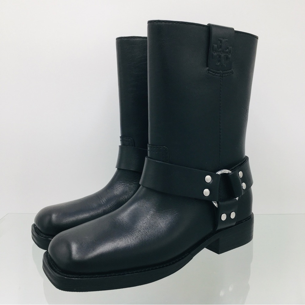 Tory Burch Black Leather Moto Ankle Boots Women’s Size 7 Medium